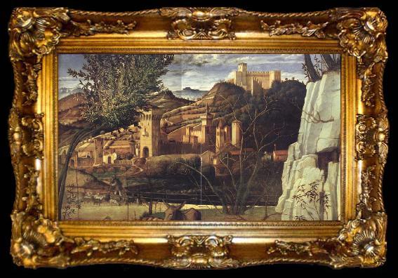 framed  BELLINI, Giovanni Details of St.Francis in the desert, ta009-2